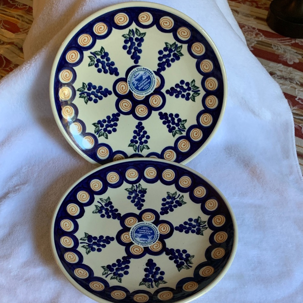 Elegant Blue and Cream Grapevine Dinner Plates